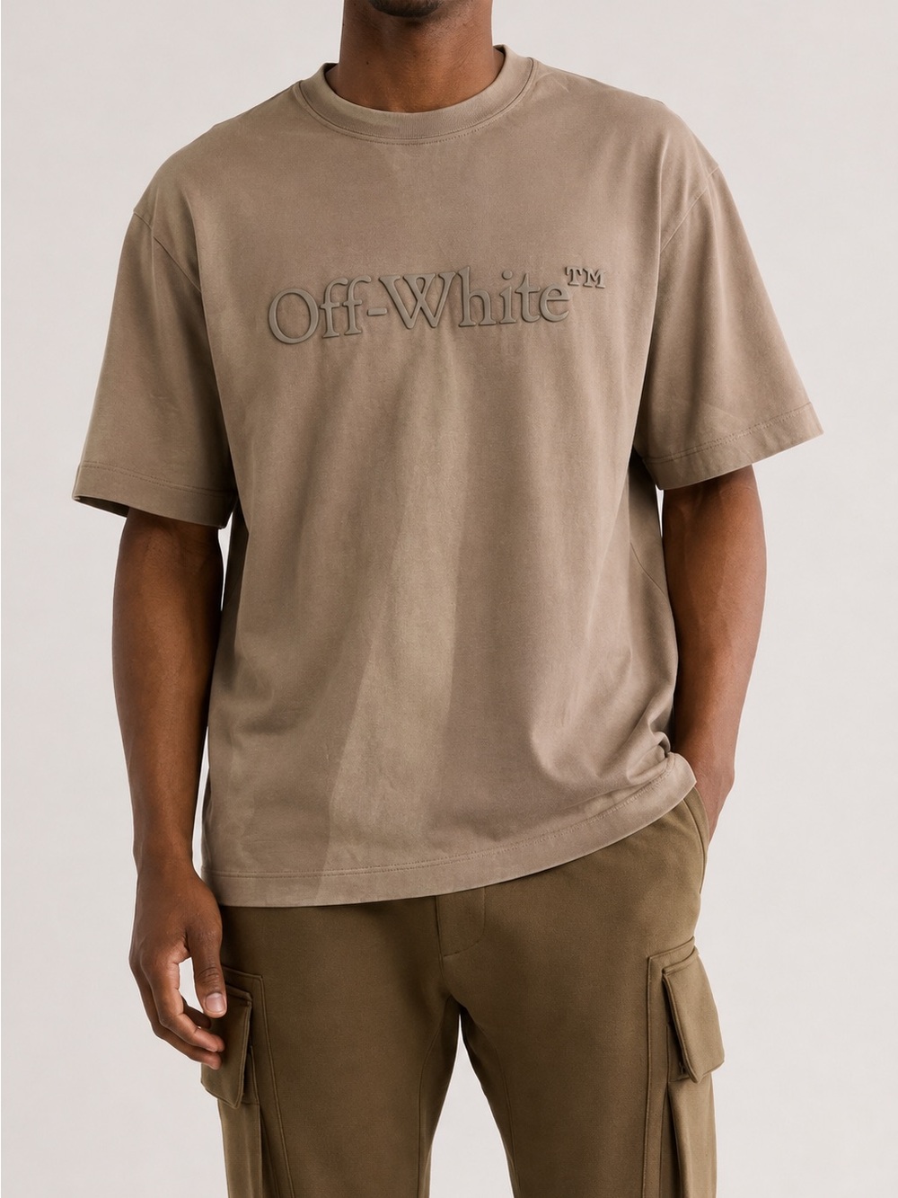 Off-White Laundry Slim S/S Tee Beige Brown Logo T-Shirt Size S